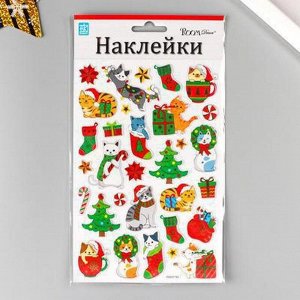 Декоративная наклейка Room Decor "Новогодние кошечки" 14х21 см