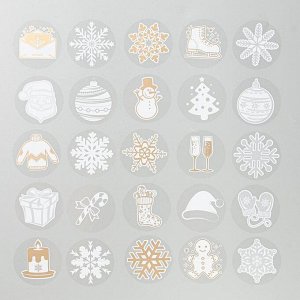 Набор наклеек "Новый год и снежинки" 5,5 х 5,5 см, 25 наклеек в наборе