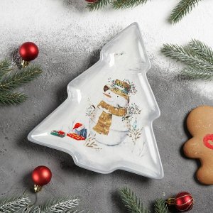 Блюдо сервировочное Доляна «Рождественский снеговик», 23?20?2,2 см