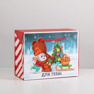 Пакет - коробка подарочный новогодний «Для тебя», 23*18*11 см