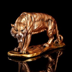 Статуэтка "Тигр рычащий", золотистая, 44х14х21 см, В АССОРТИМЕНТЕ