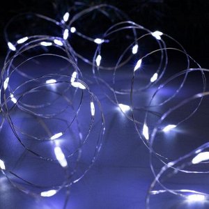 Гирлянда "Нить" 10 м роса, IP20, серебристая нить, 100 LED, свечение белое, фиксинг, 12 В