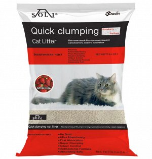 Наполнитель A-Soli Quick clumping Strawberry с ароматом Клубники 4кг/5,6л