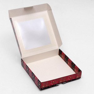 Коробка самосборная "Новогодние поздравления", 16 х 16 х 3 см