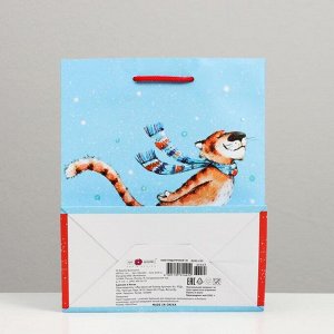 Пакет подарочный "Тигр на льду", 18 х 22,3 х 10 см 7292522