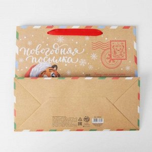 Пакет крафтовый горизонтальный «Новогодняя почта», ML 27 ? 23 ? 11.5 см