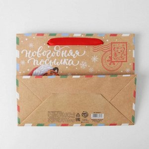 Пакет крафтовый горизонтальный «Новогодняя почта», MS 23 ? 18 ? 10 см
