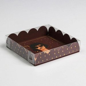 Коробка для кондитерских изделий с PVC крышкой «Бордо», 13 х 13 х 3 см