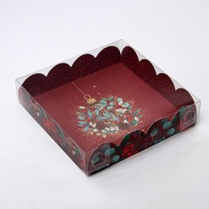Коробка для кондитерских изделий с PVC крышкой «Ботаника», 13 х 13 х 3 см