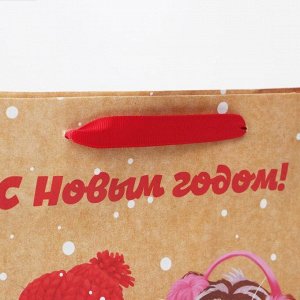Пакет крафтовый вертикальный «Новогодний сюрприз», M 26 ? 30 ? 9 см