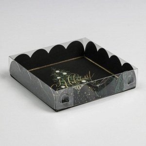Коробка для кондитерских изделий с PVC крышкой «С новым годом», 13 х 13 х 3 см