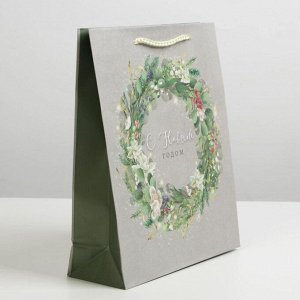 Пакет ламинированный вертикальный «Новогодний венок», ML 23 ? 27 ? 8 см