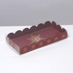 Коробка для кондитерских изделий с PVC крышкой Gold, 10.5 x 21 x 3 см