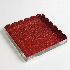 Коробка для кондитерских изделий с PVC крышкой Red, 21 x 21x 3 см