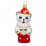 Елочная игрушка фигурка стеклянная &quot;Кот в сапогах&quot; h8,2см, р