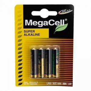 Батарейки ААА Megacell LR03/1,5В, щелочные, 4шт в блистере (