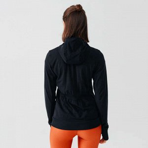 Куртка для бега с капюшоном женская run warm черная kalenji