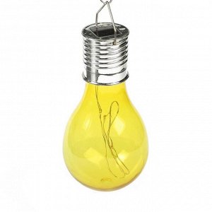 Фонарь садовый на солнечной батарее "Лампочка Желтая", 5 led, пластик,