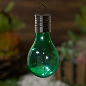 Фонарь садовый на солнечной батарее "Лампочка Зеленая", 5 led, пластик, на прищепке