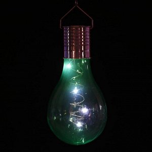Фонарь садовый на солн. бат. "Лампочка Зеленая" 3.7 x 15 см, 5 LED, пластик, БЕЛЫЙ
