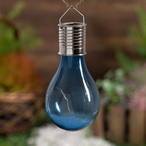 Фонарь садовый на солнечной батарее "Лампочка Синяя", 5 led, пластик, на прищепке