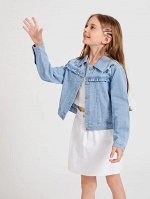 SHEIN для девочек Джинсовая куртка цветочной вышивкой