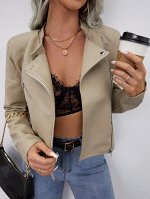 Куртка-мото на молнии из искусственной кожи