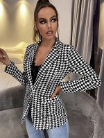 SHEIN SXY Пиджак с принтом &quot;хаундстут&quot; с одной пуговицей