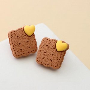 Серьги пластик "Вкусности" печенюшка, цвет коричнево-жёлтый 7142017