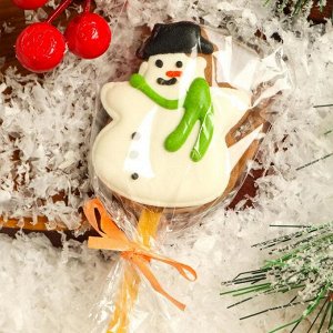Мини печенье шоколадное «Снеговик» на палочке, 15 г