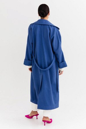 Синее кашемировое пальто