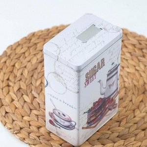 Банка для сыпучих продуктов «Сахар», 18,5x12x8 см, с откидным носиком, цвет белый