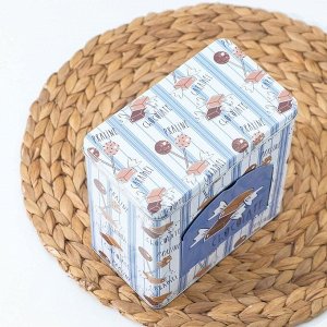 Банка для сыпучих продуктов «Шоколад», 16x9,5x17,5 см, с окошком, цвет голубой