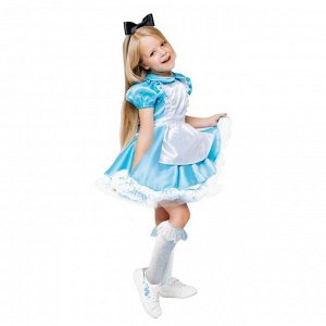 Карнавальный костюм «Алиса в стране чудес»,  платье, ободок, р.32, рост 128 см