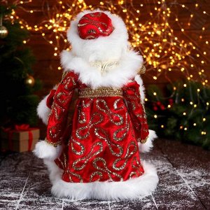 Кукла Дед Мороз "В белой шубе, с посохом"