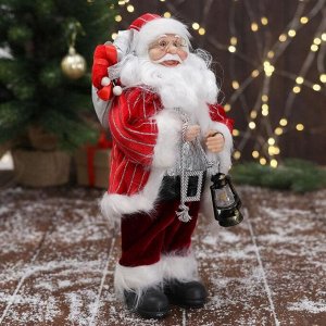 Дед Мороз "В красной полосатой шубе, с подарками" 16х30 см