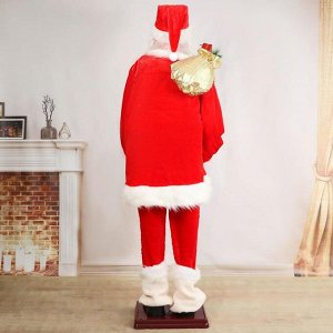 Дед Мороз "В красном кафтане, с ремешком" двигается, 200 см