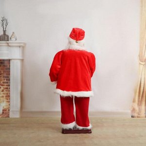 Дед Мороз "В красном костюме, жилетке, с ремешком" двигается, 120 см