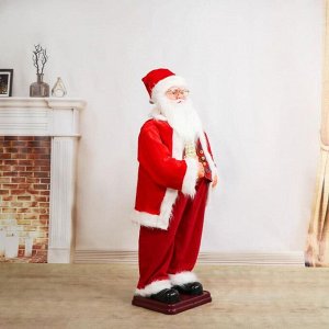 Дед Мороз "В красном костюме, жилетке, с ремешком" двигается, 120 см