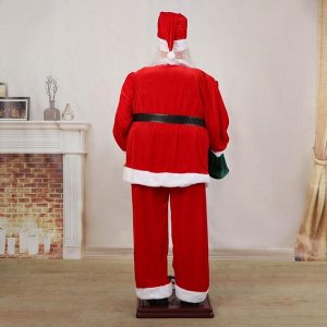 Дед Мороз "В красном костюме, с ремешком, с колокольчиком" двигается, 180 см