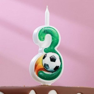 Свеча для торта цифра "Футбольная" "3" зелёная