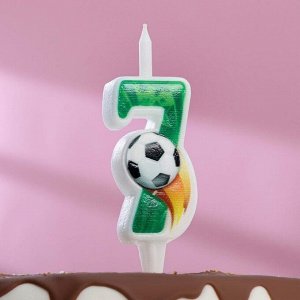 Свеча для торта цифра "Футбольная" "7" зелёная