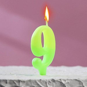 Свеча для торта цифра "Люминесцентная", 7.8 см, цифра "9"