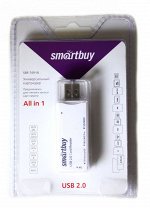 Картридер Smartbuy 749, USB 2.0 - SD/microSD/MS/M2, белый (SBR-749-W)