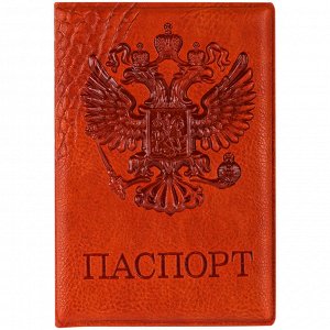 Обложка для паспорта OfficeSpace ""Герб"", кожзам, коричневый