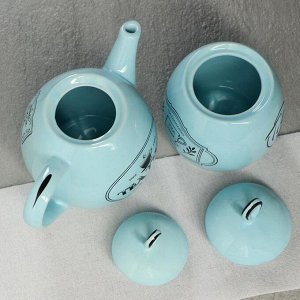 Чайная пара "Петелька", цвет голубой, 2 предмета: чайник 0.8 л, сахарница 0.5 л