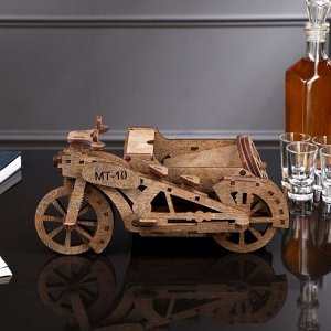 Мини-бар деревянный "Мотоцикл с коляской", 26х12х6 см, светлый