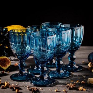 Набор бокалов стеклянных Magistro «Ла-Манш», 250 мл, 9?17 см, 6 шт, цвет синий