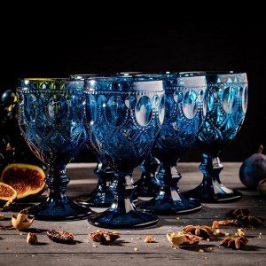 Набор бокалов Magistro «Варьете», 320 мл, 8,5*16 см, 6 шт, цвет синий
