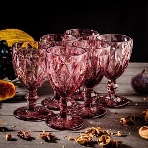Набор бокалов стеклянных Magistro «Круиз», 250 мл, 8?15,3 см, 6 шт, цвет розовый